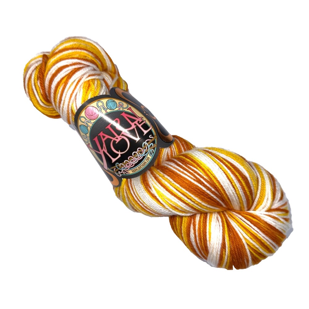 Sock Fingering Weight Yarn Yellow Gold Superwash Merino Cashmere Nylon‎ Blend